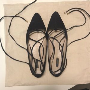 Mango lace up black flats